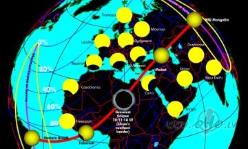 R�t Saules aptumsums. Skaidr� laik� m�s redz�sim da��ju Saules ...