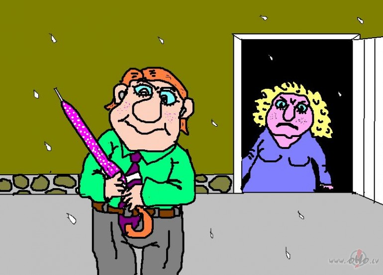 Redz�ju sav�du sapni. G�ju it k�
pa k�du no R�gas iel�m. Smidzin�ja. ...