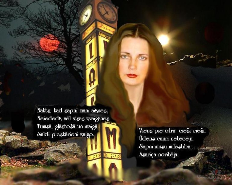 Trak� m�la uz dzeju


&nbsp;
Sl�pes svilina,

Liesmas ...