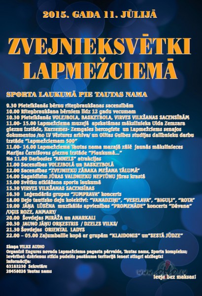 Svinam Zvejnieku sv�tkus Lapme�ciem� 11.07.15 visas dienas garum�,b�s ...